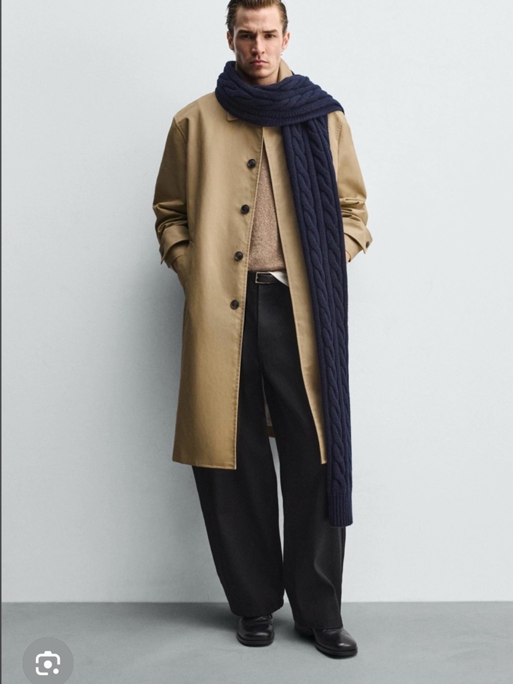 🔥🔥Zara Men's Tan Single-Breasted Trench Coat - Tan